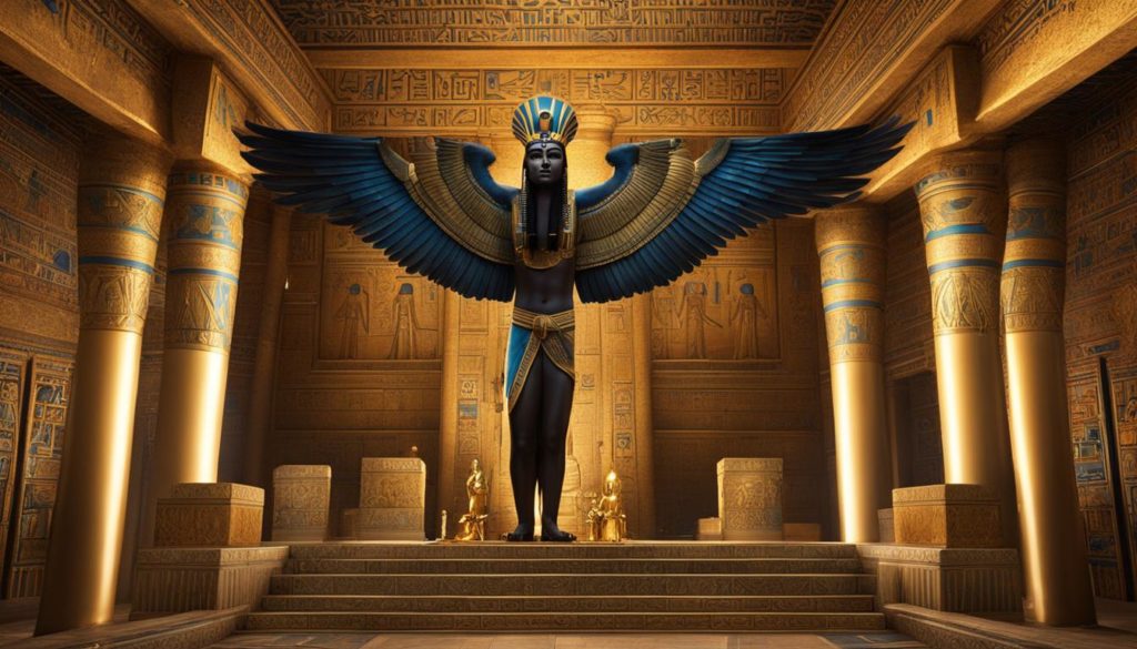 Ägyptische Krönungszeremonie unter dem Schutz von Horus