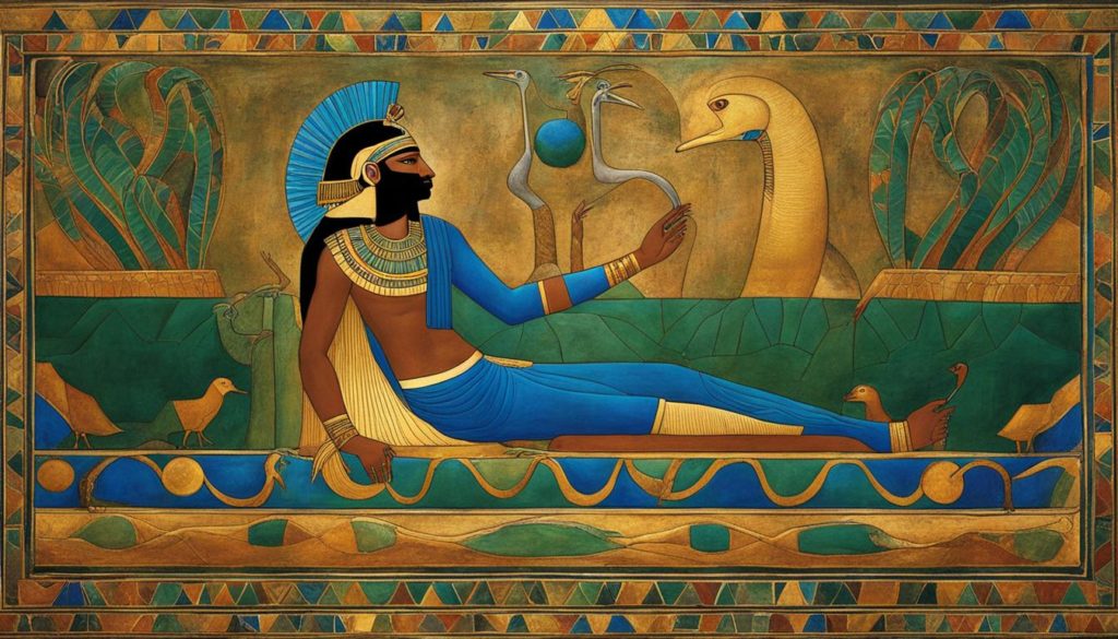 Darstellung des Geb - Erdgott in der ägyptischen Kunst