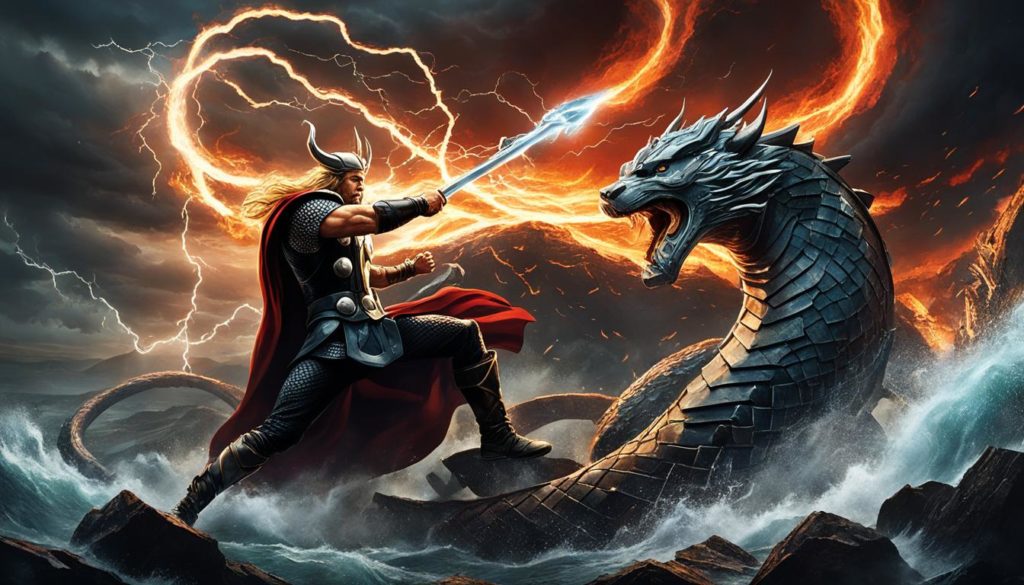 Ragnarök Thor gegen Jörmungandr
