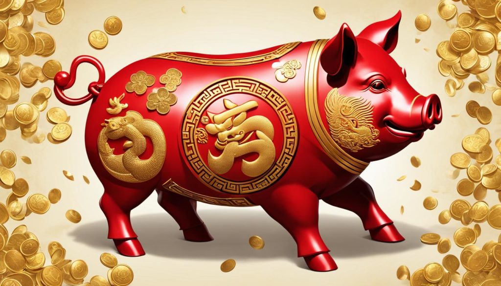 Schwein chinesisches Sternzeichen Symbol für Wohlstand