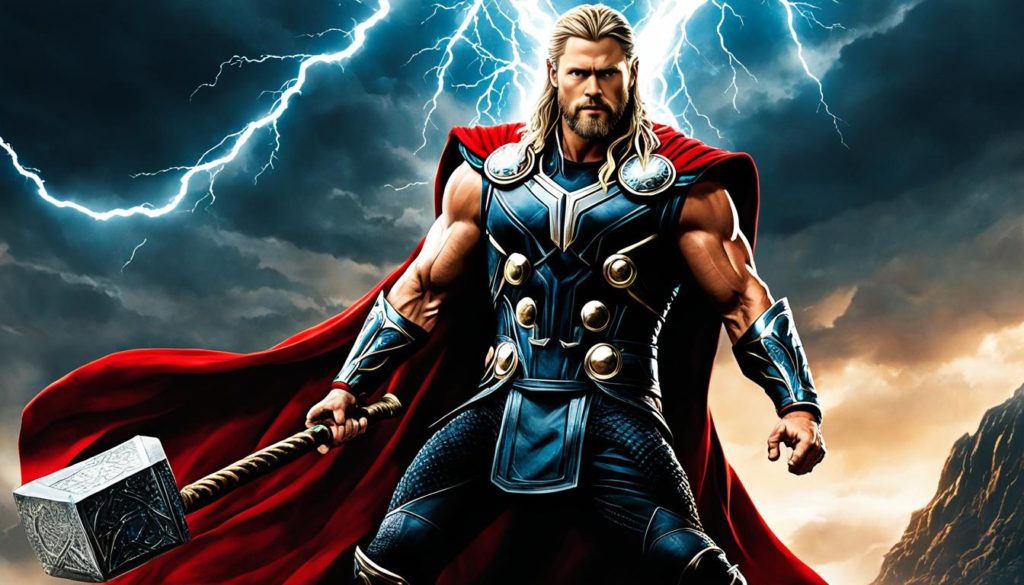 Thor mit Mjölnir in Asgard