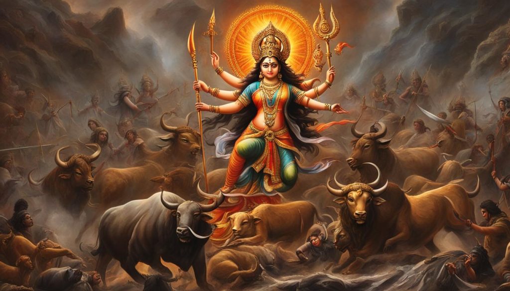 Durga besiegt Mahishasura