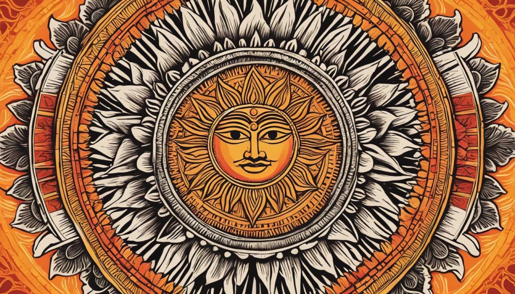 Kunstwerke des Sonnengottes Surya