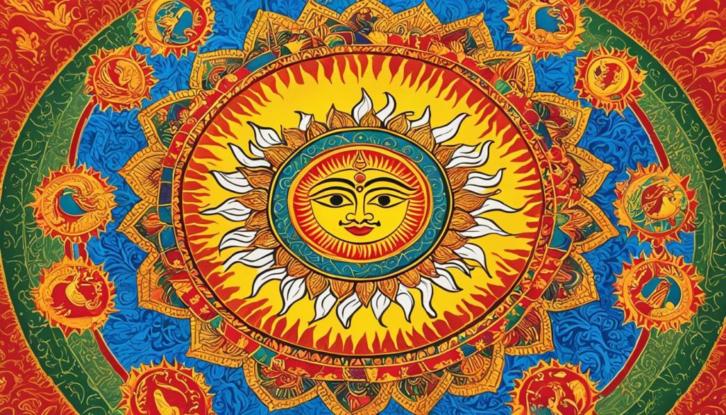 Surya Sonnengott Verehrung in verschiedenen Kulturen
