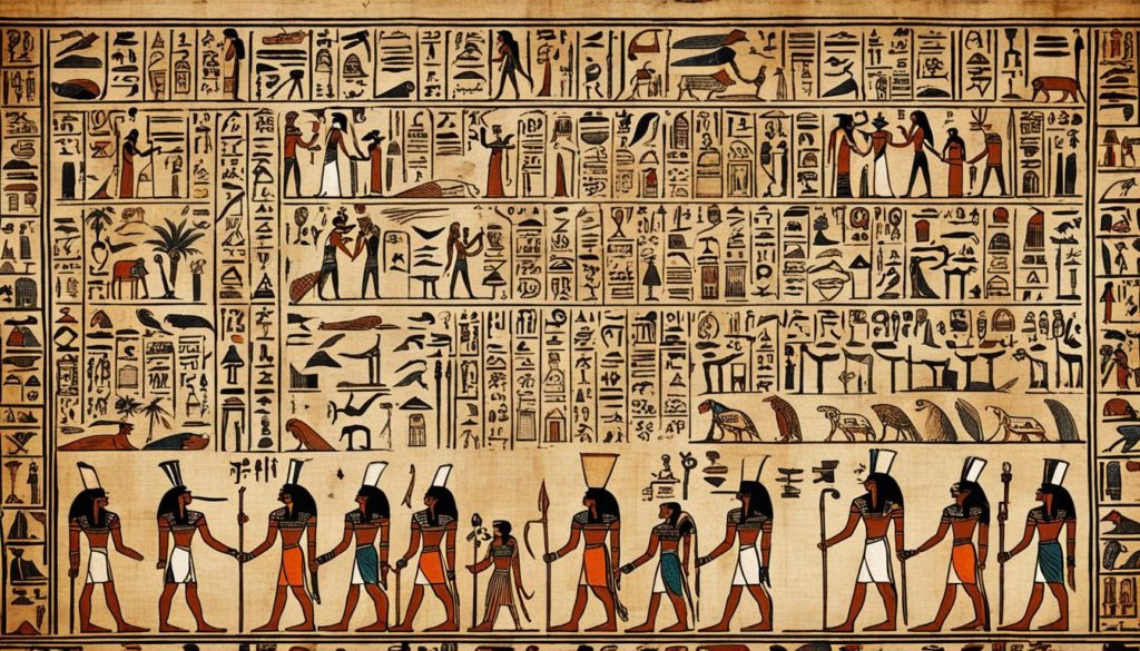 Alte ägyptische Papyri mit Zaubersprüchen